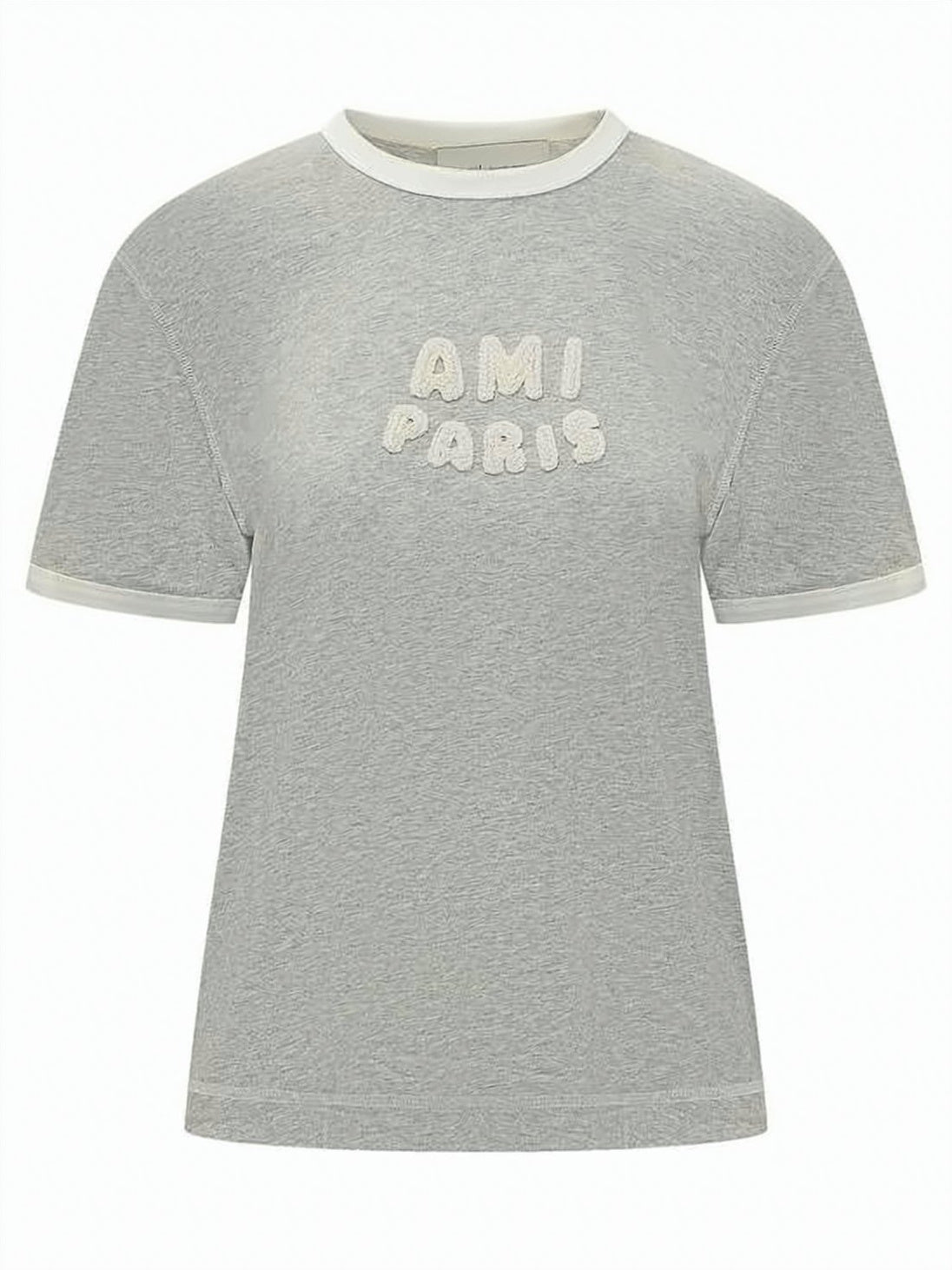 Short-Sleeved Top with Contrast Trim and Textured Detail