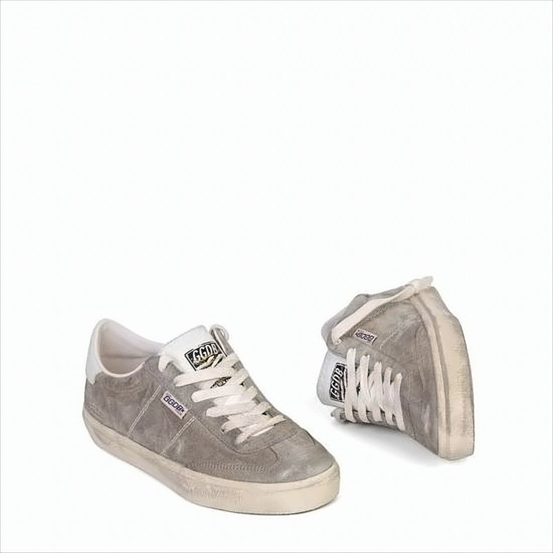 Distressed Suede Low-Top Sneakers with Leather Accents