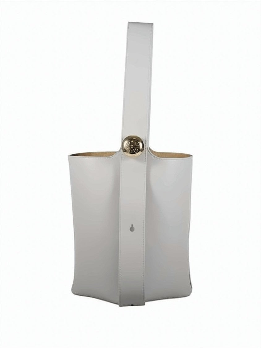 Structured Calf Leather Tote Bag with Gold-tone Clasp