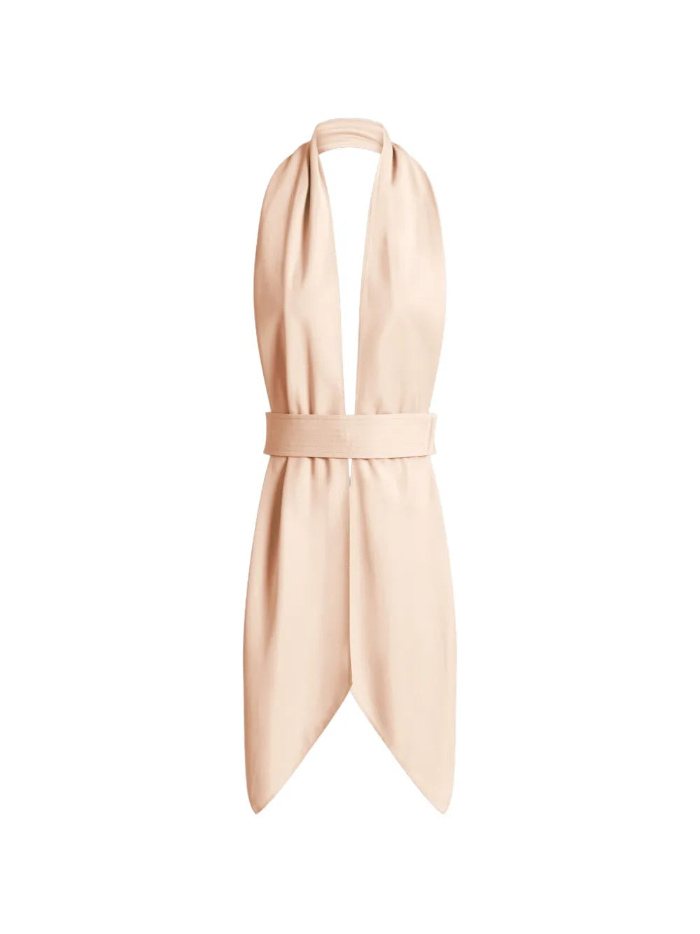 Sleeveless Halter Neck Top with Deep V-Neck and Draped Hem