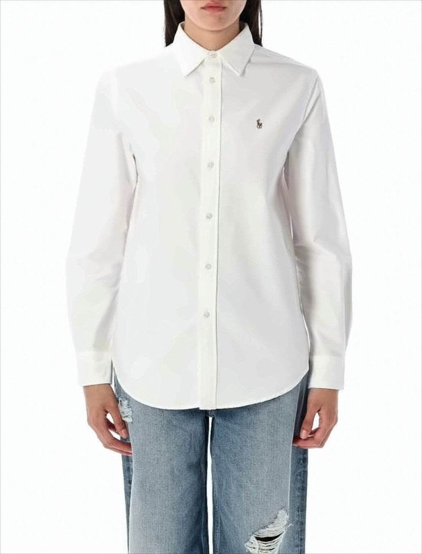 Long-Sleeve Button-Up Shirt with Pointed Collar