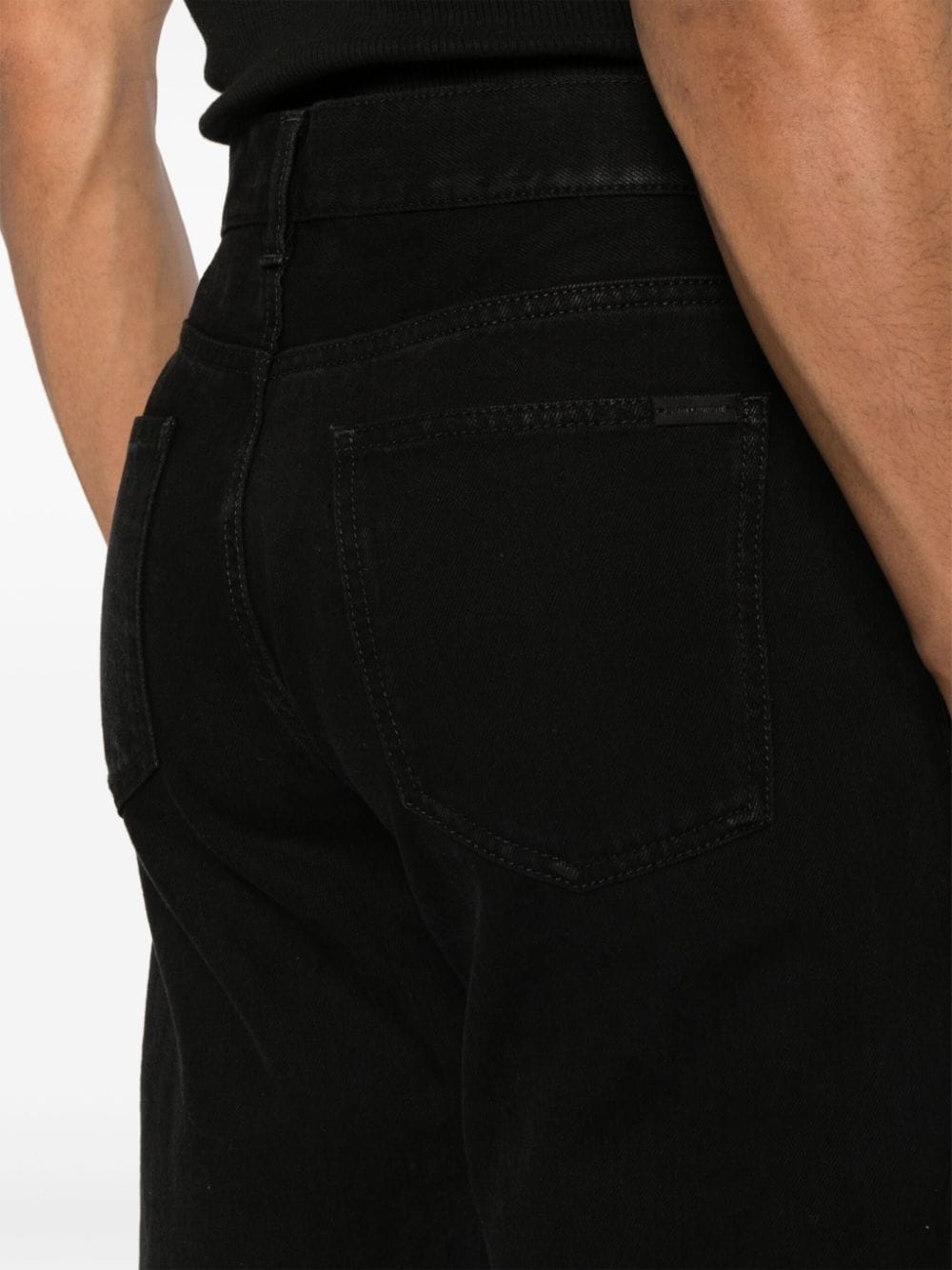 Black Straight-Leg Structured Denim Jeans