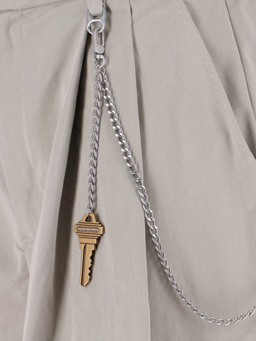 Beige Tailored Shorts With Chain Detail