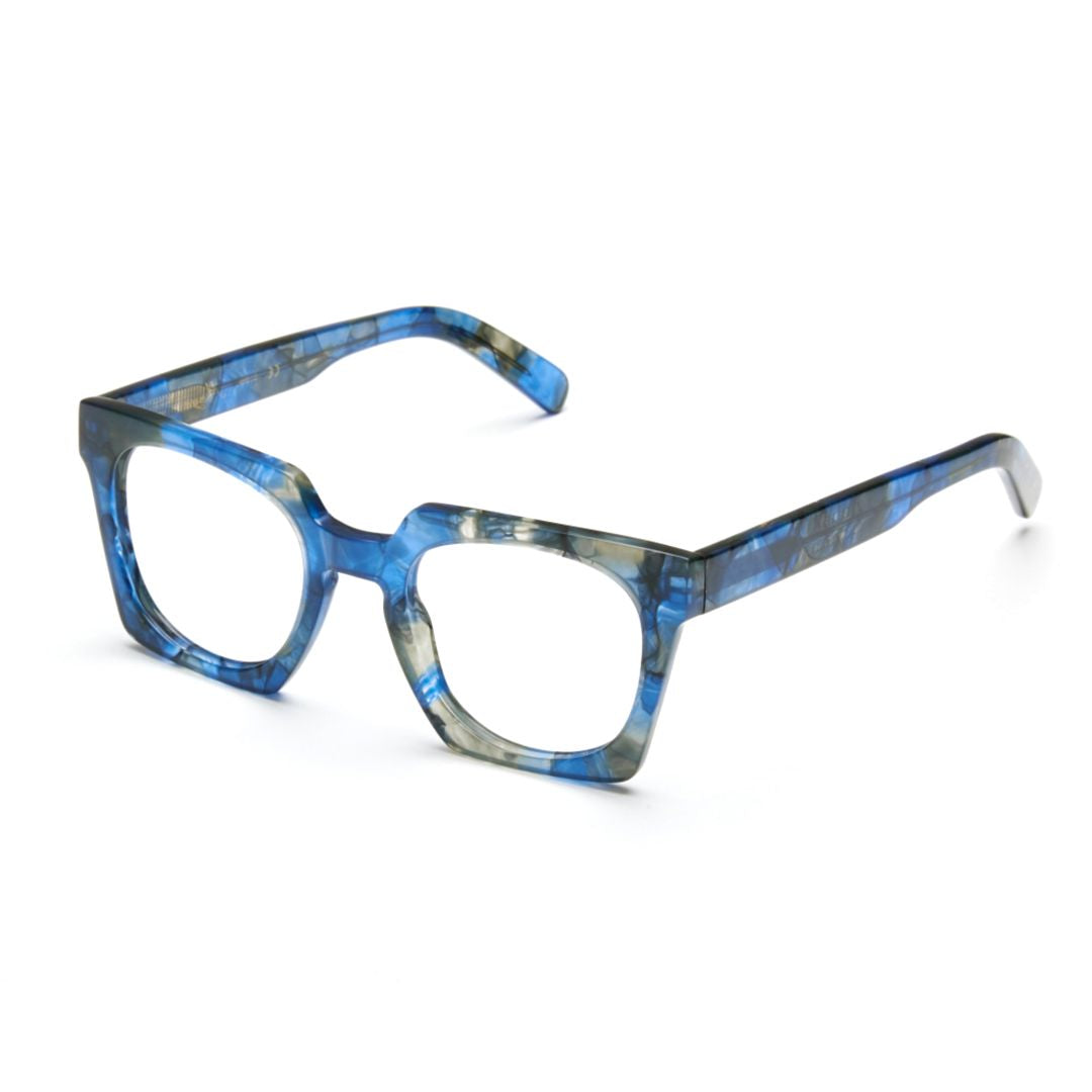 Maya Oversized Square Frame Sunglasses with Marbled Blue Pattern