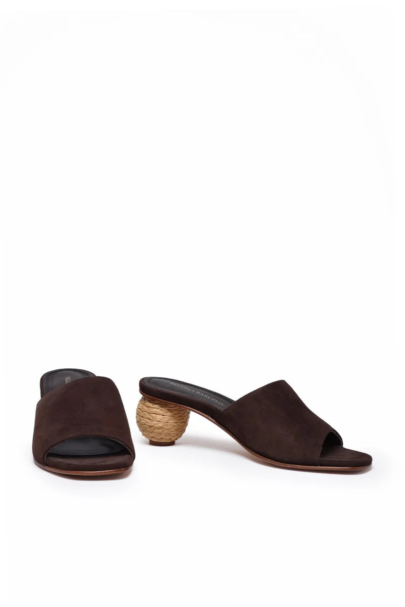 Raffia Mules Sandals - Brown