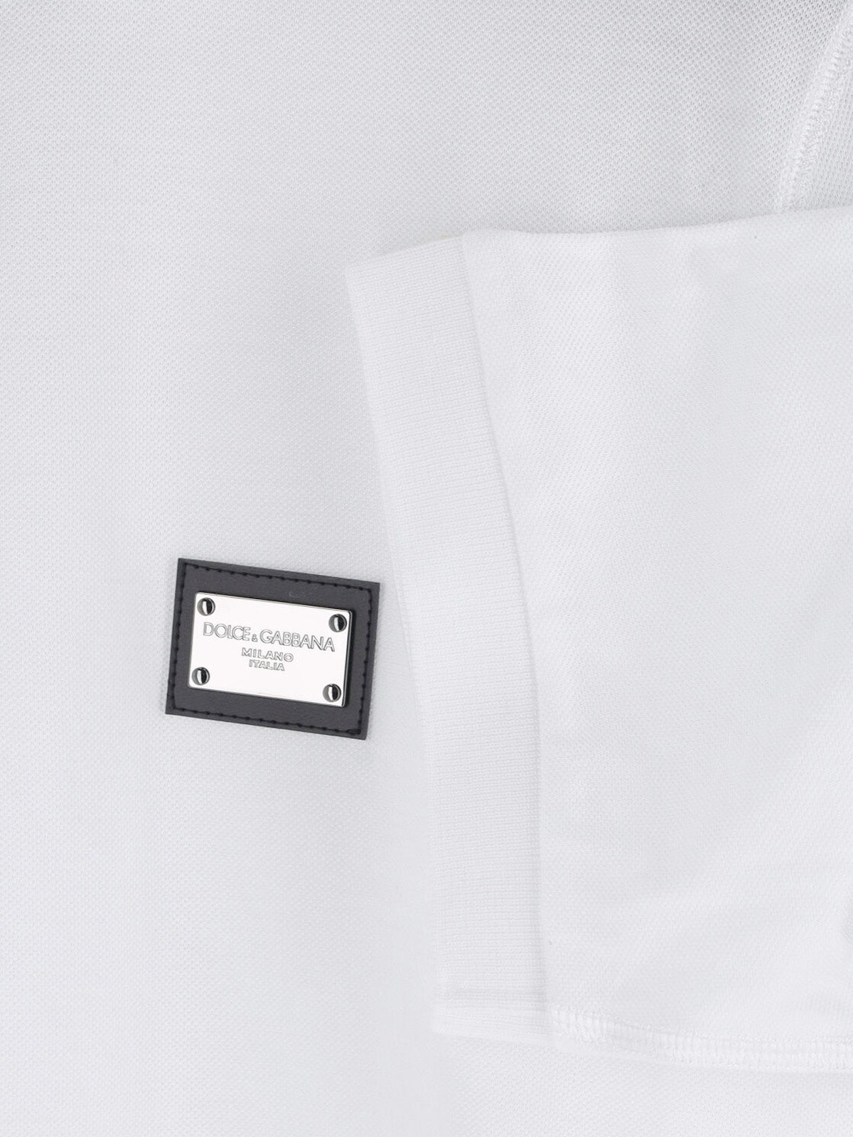 White Metallic Logo Piqué Polo
