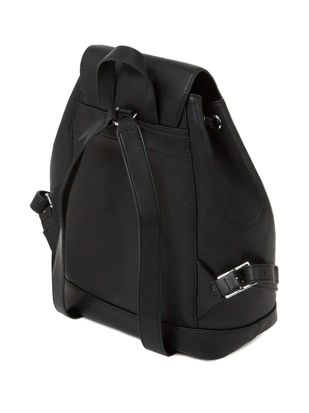 Smooth Finish Black Backpack with Buckle Closure