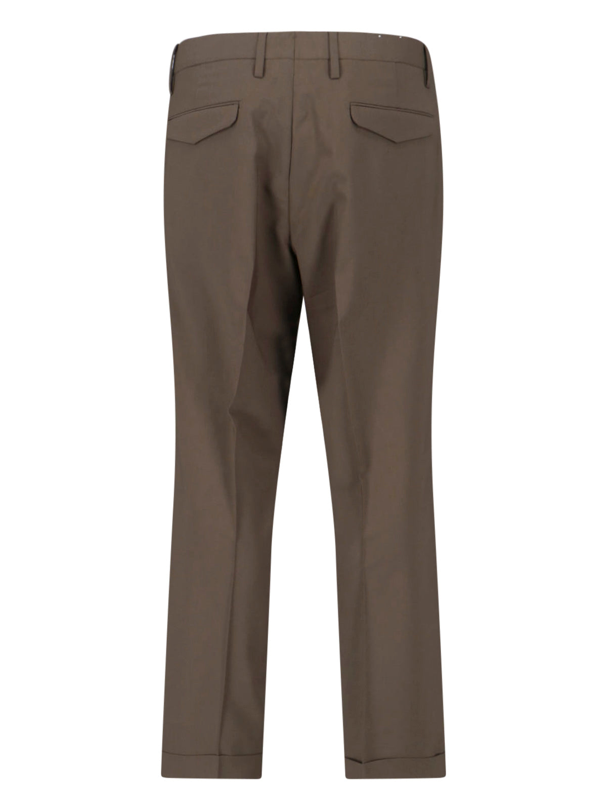 Brown Tailored Mid-Rise Virgin Wool Trousers