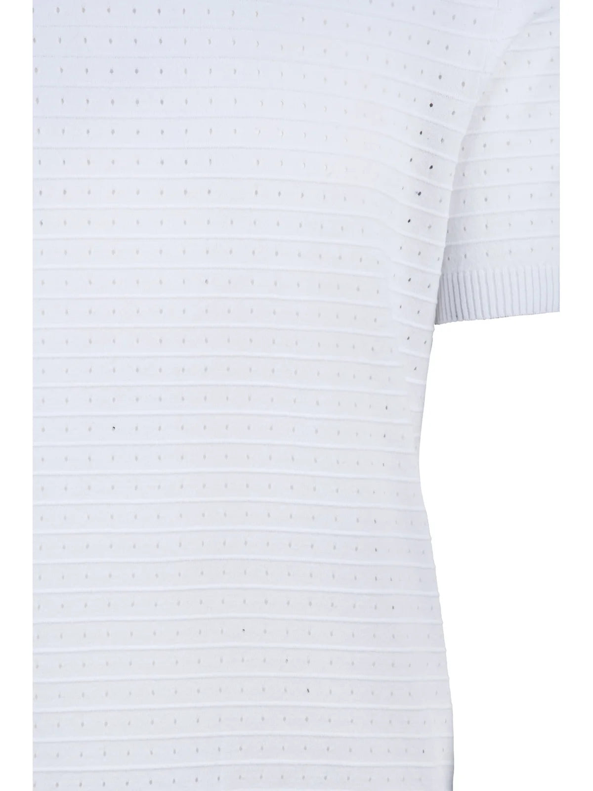 White Cotton Polyester Crew Neck Knit Top