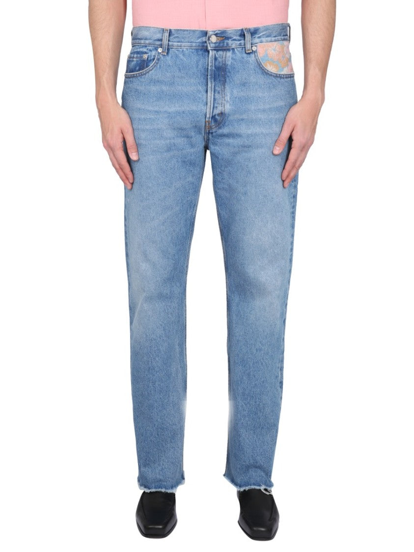 Light-Wash Jeans With Distressed Hem