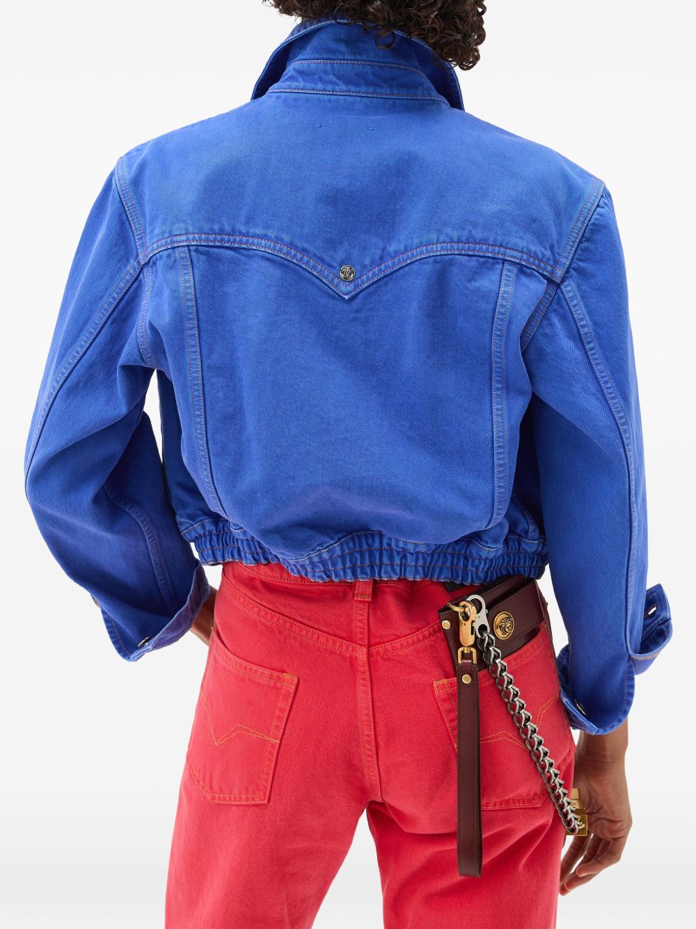 Cropped Jacket In Vibrant Blue Hue With Classic Collar