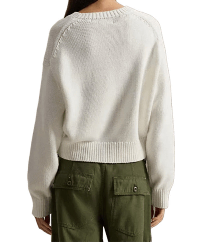 White Cotton Big Pony Sweater