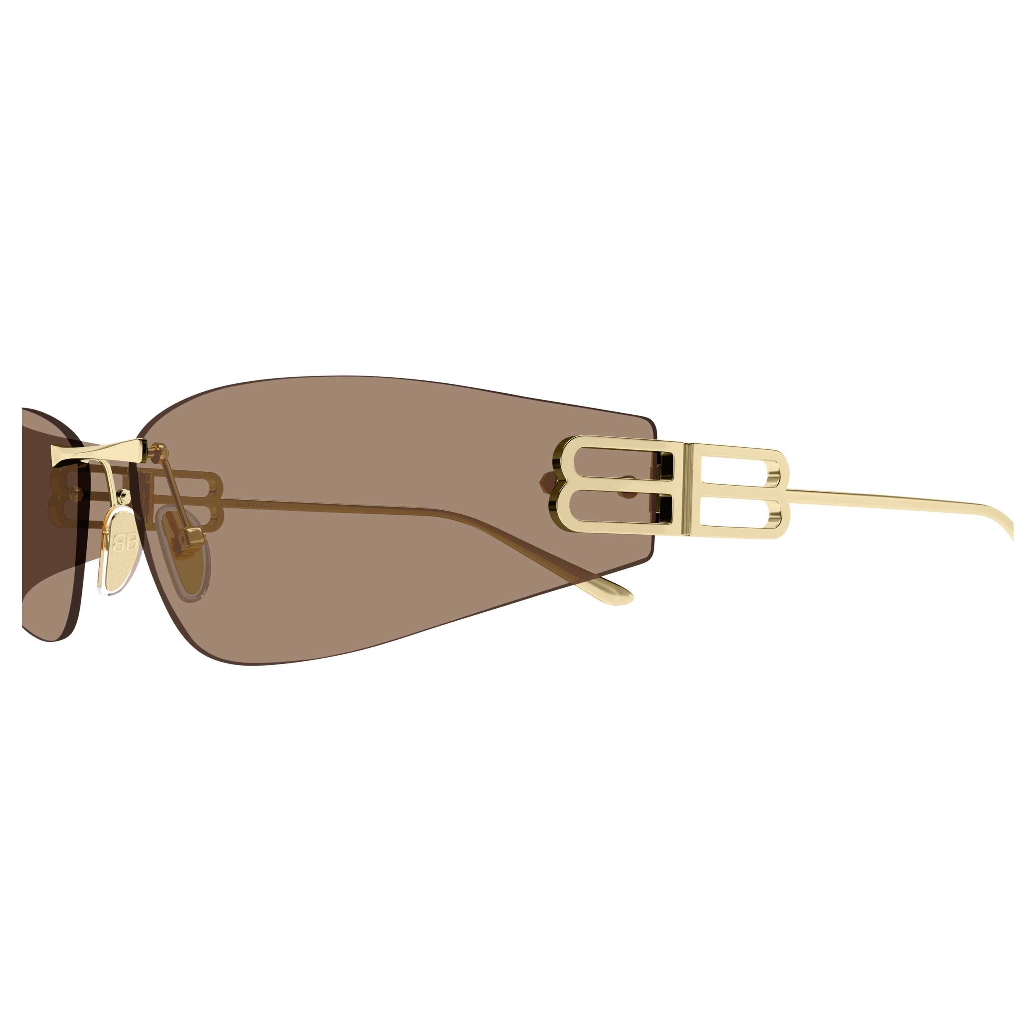 Rimless Sunglasses With Brown Lenses And Gold Metal Temples