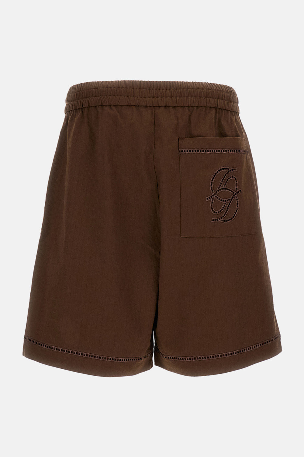 Brown Elastique Jour Echelle Shorts