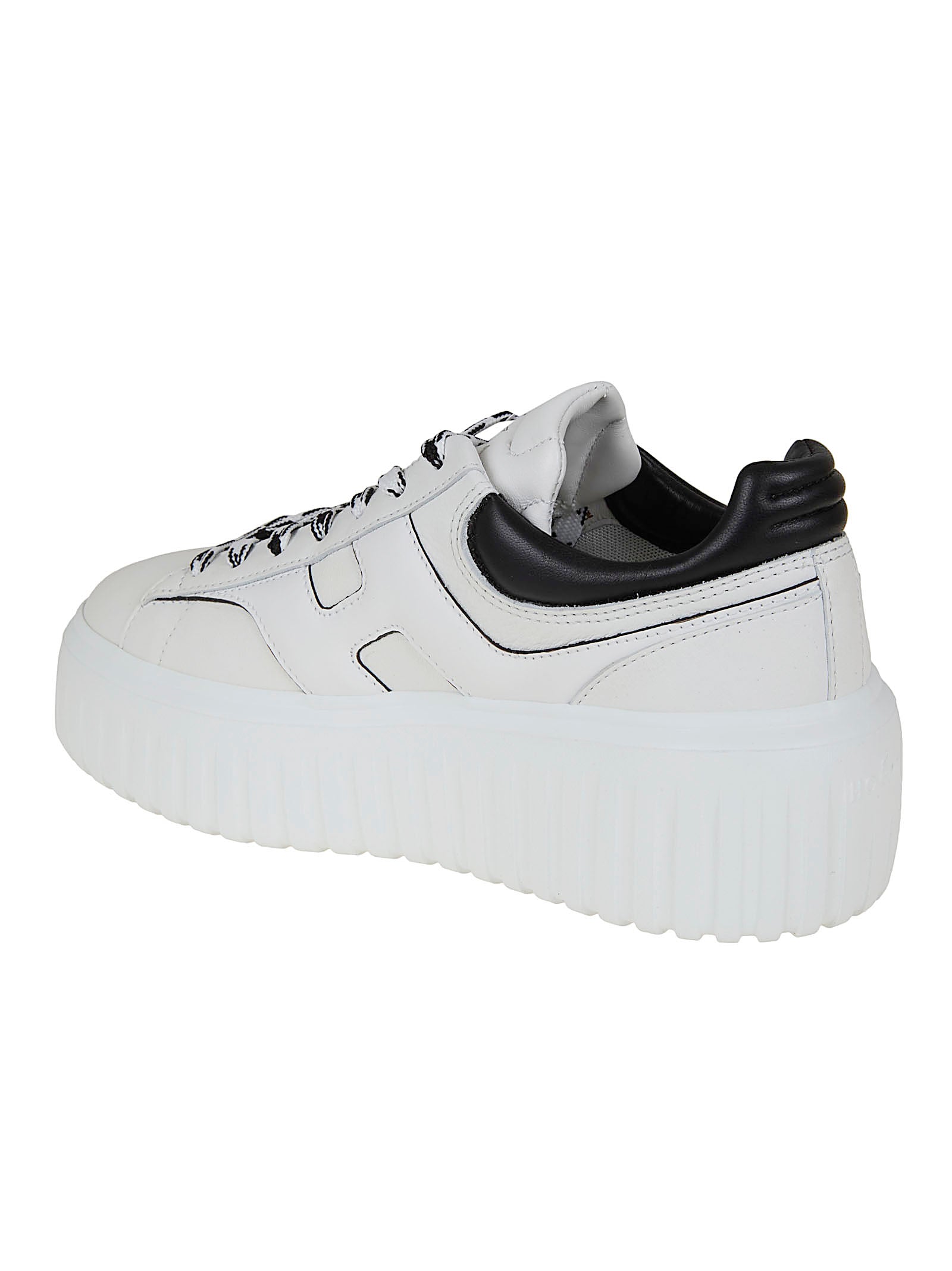 White Leather Sneakers with Ridged Sole