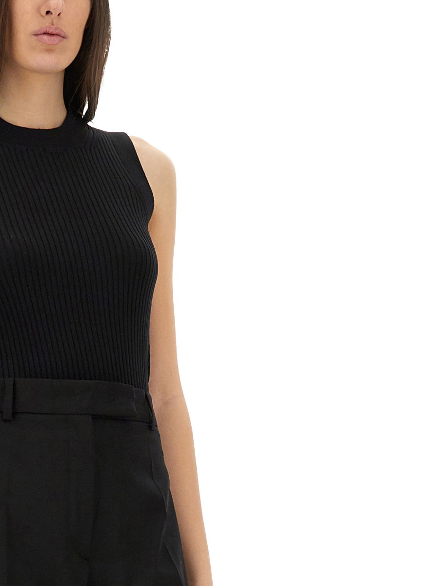 Ribbed Cotton Sleeveless Top With Fitted Silhouette