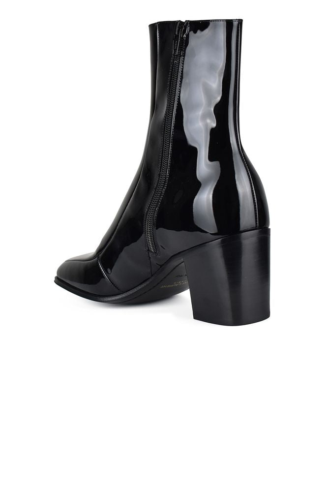 Black Patent Leather Ankle Boots