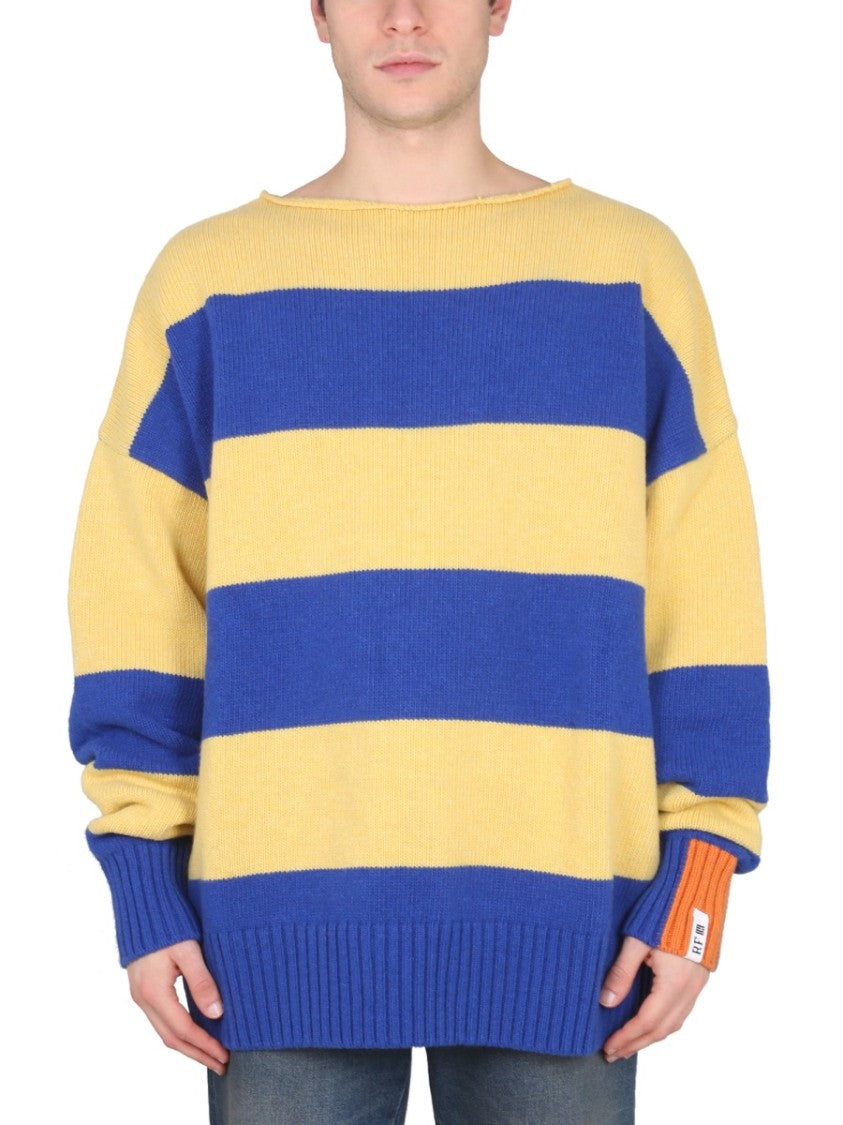 Oversized Knit Sweater With Striking Blue
