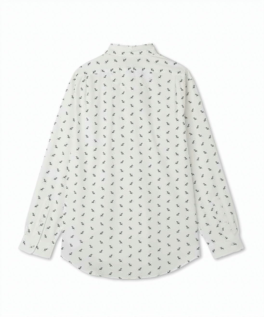 Long Sleeve Button-Up Shirt With Navy Blue Motif