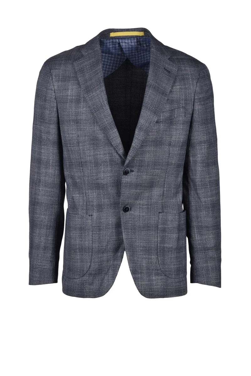 Grey/Black Polyester Viscose Jacket Men's