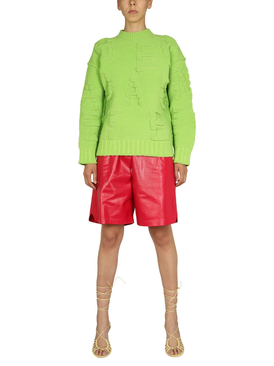 Textured Chenille Sweater with Allover Embossed Pattern