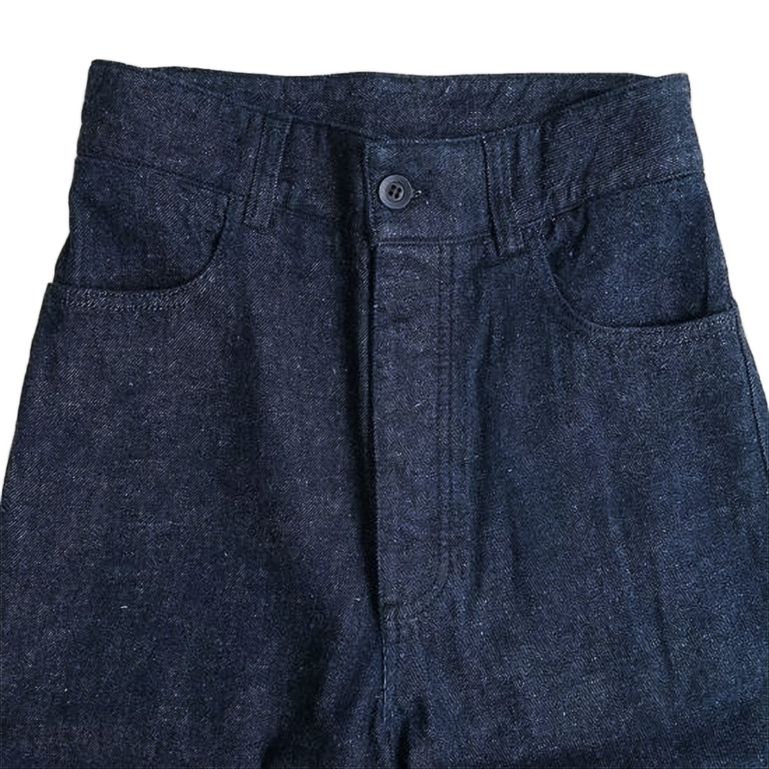 High-Waisted Straight-Leg Denim Pants with Button Closure