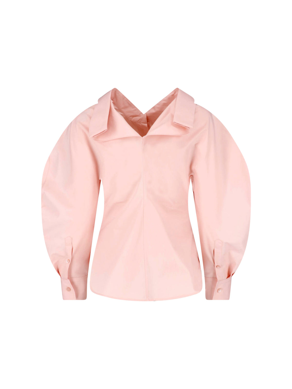 Structured Pink Shirt with Puff Sleeves