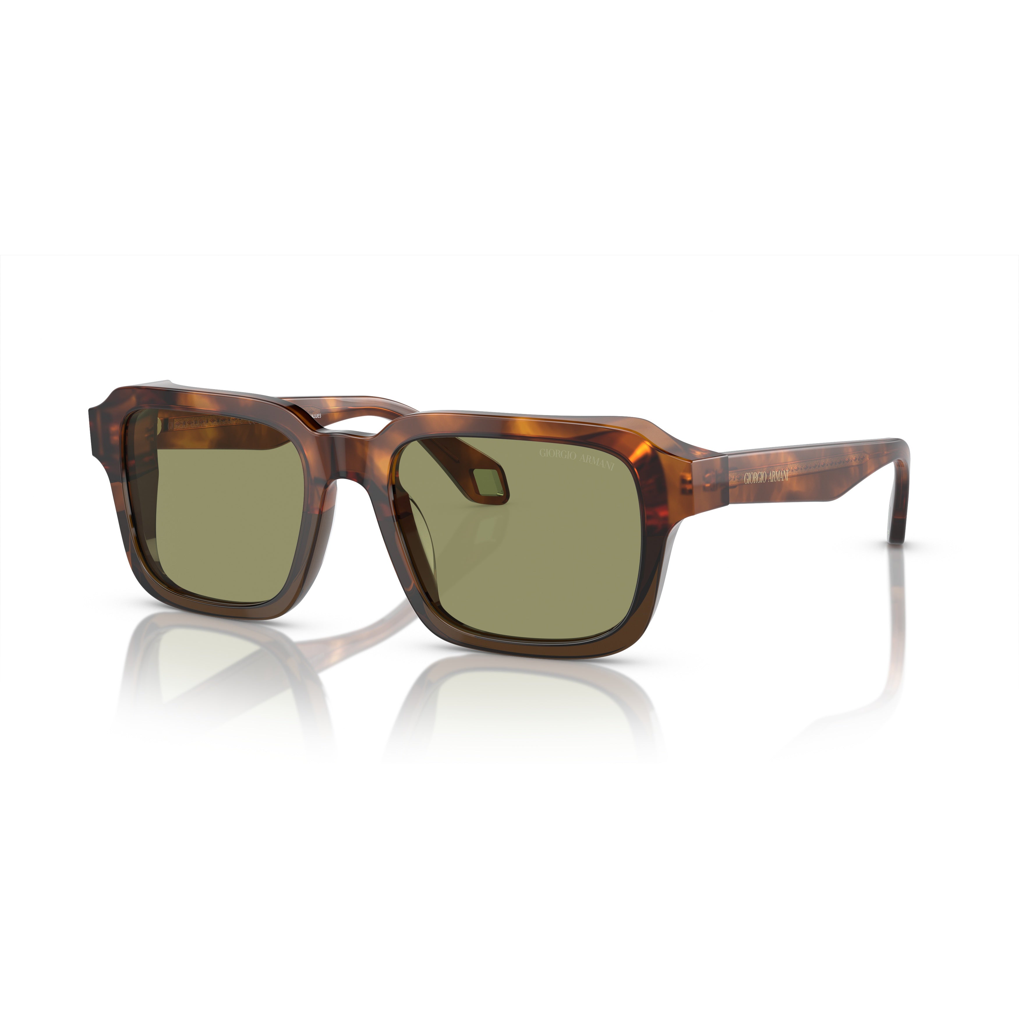 0ar8194u Bold Square Tortoiseshell Sunglasses with Green Lenses