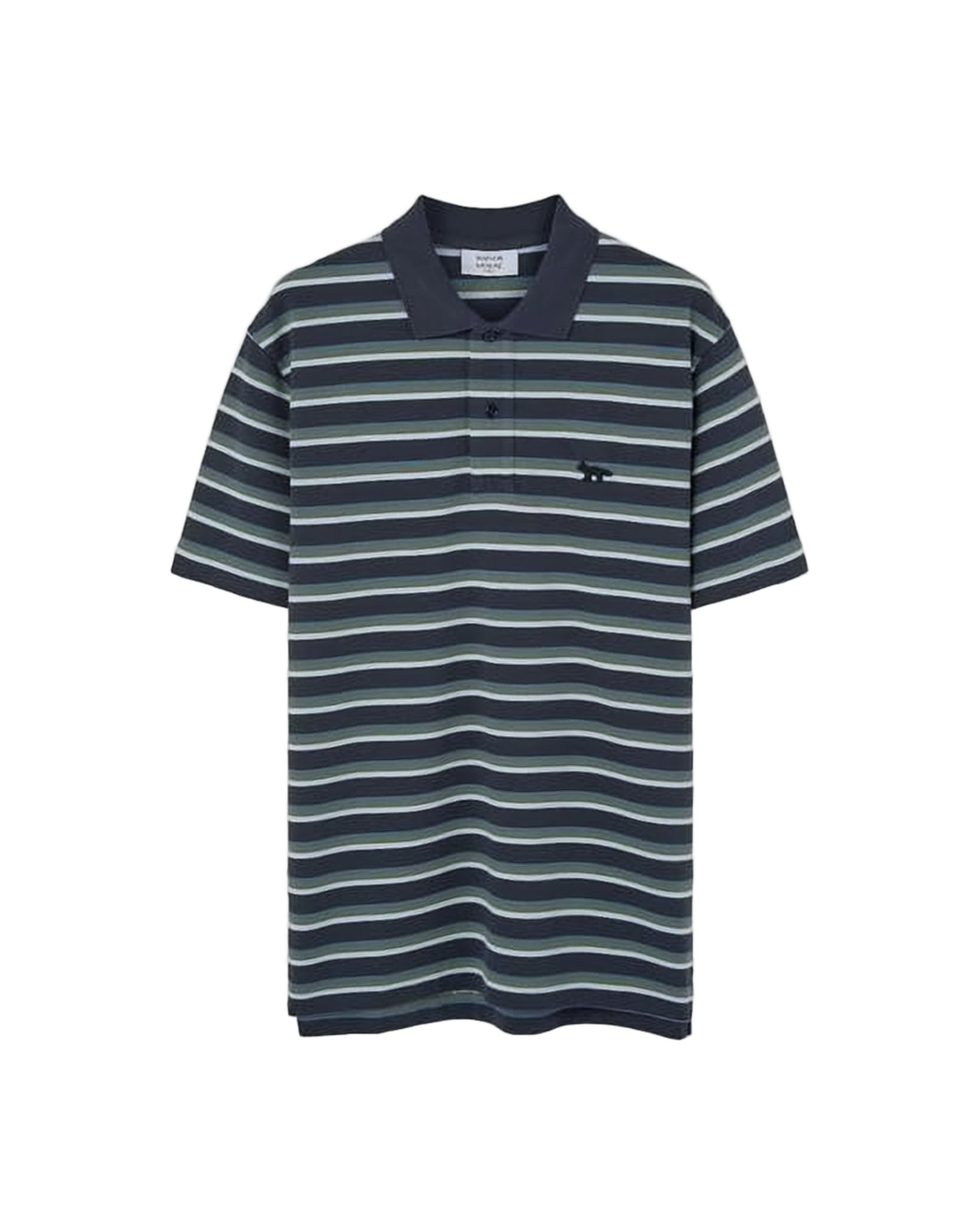 Horizontal Striped Polo Shirt with Classic Collar