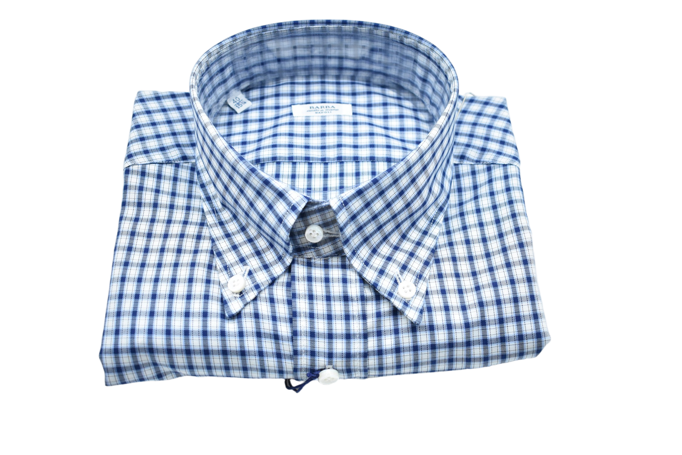 Blue and White Checkered Button-Down Shirt