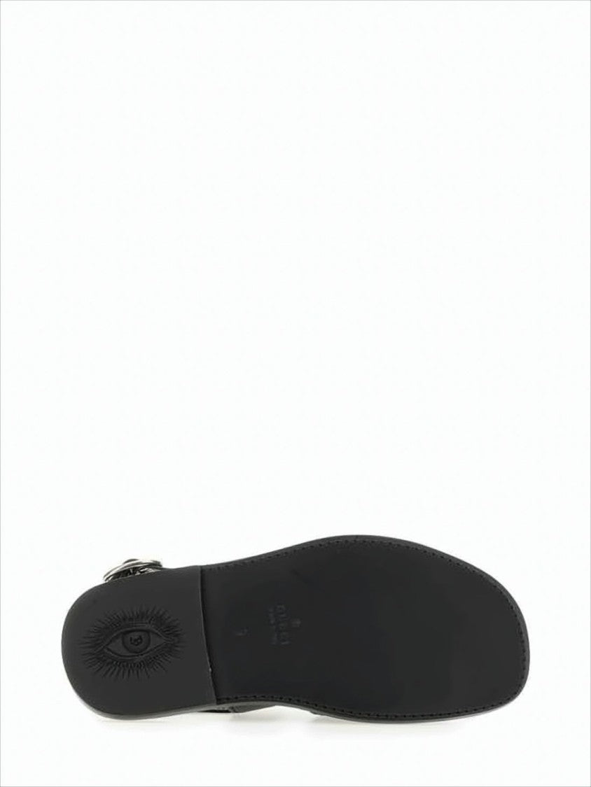 Open-Toe Black Sandals with Design