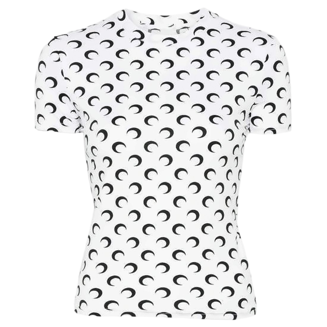 Fitted Short-Sleeve T-Shirt with Crescent Moon Pattern