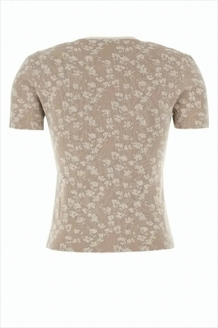 Short-Sleeved Floral Jacquard Top