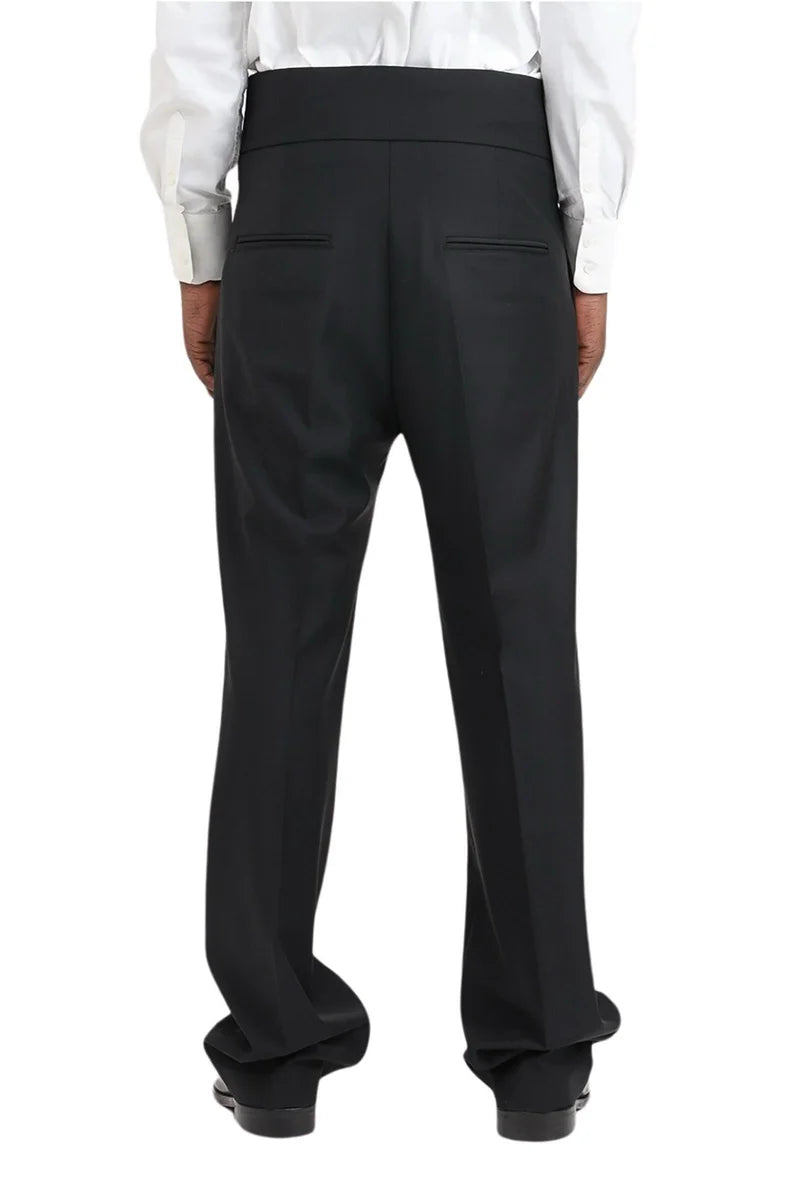 Wool Elastane Trousers - Black