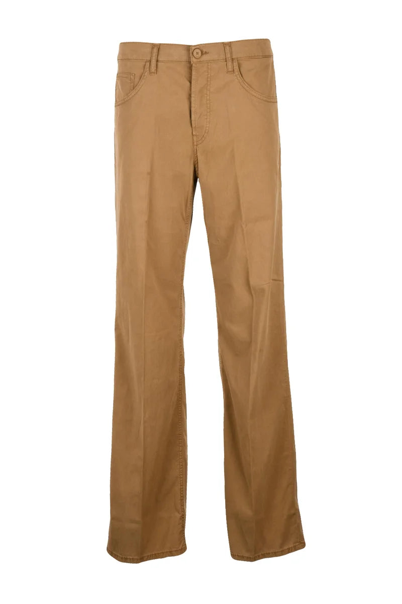 Lyocell Cotton Elastane Wide Leg Trousers - Brown