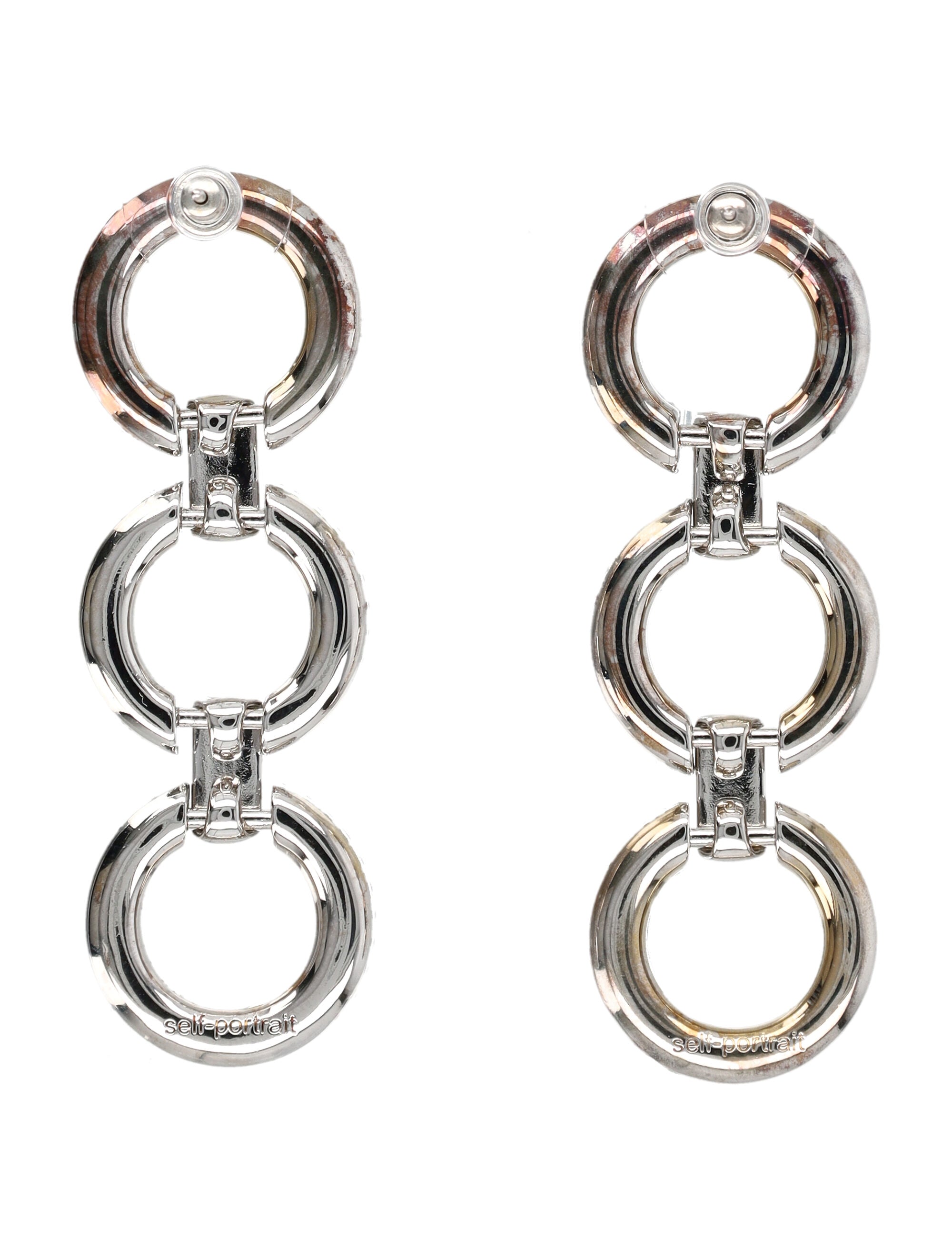 Crystal Link Three-Tiered Earrings