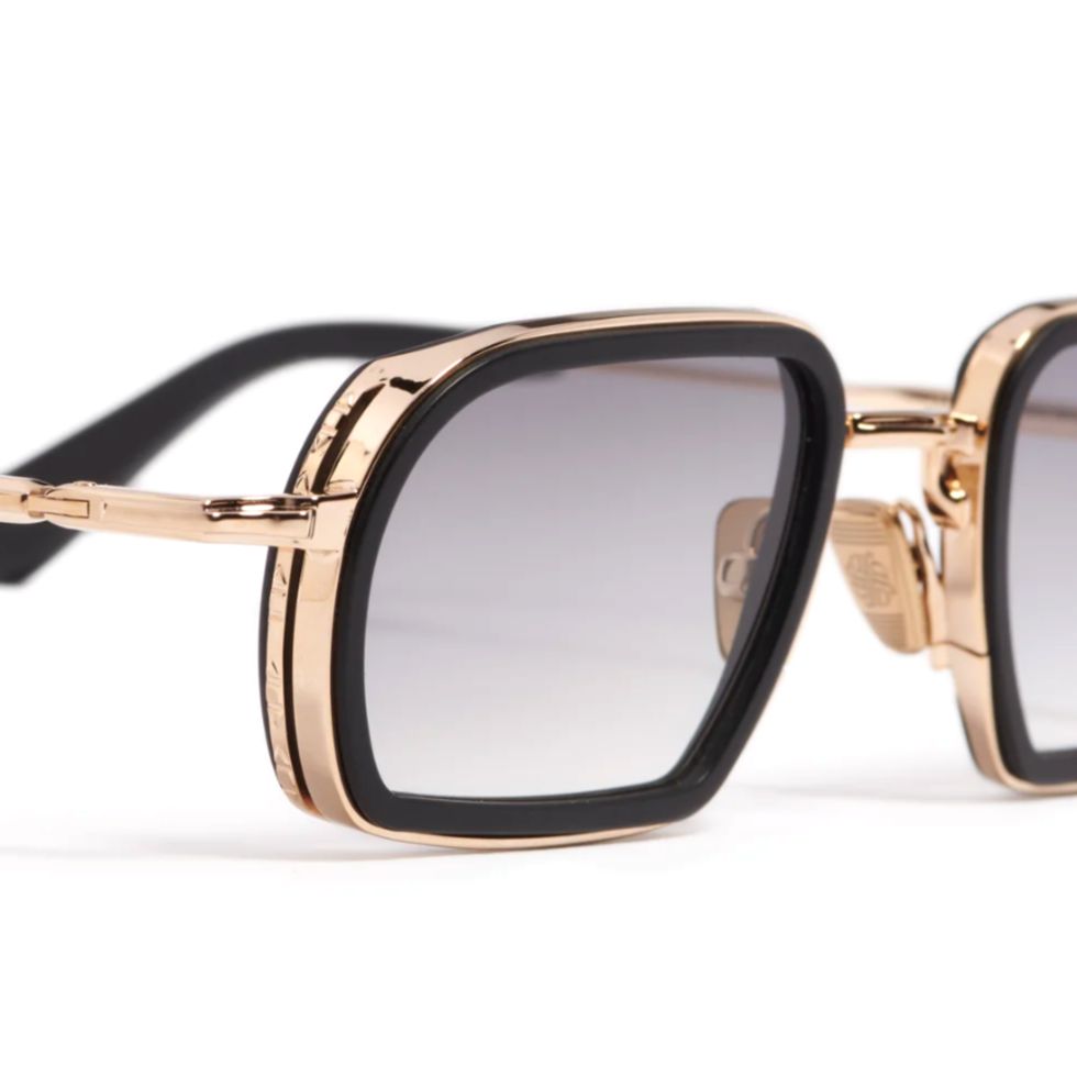 Martin Geometric Rectangular Sunglasses with Gold-tone Metal Frame