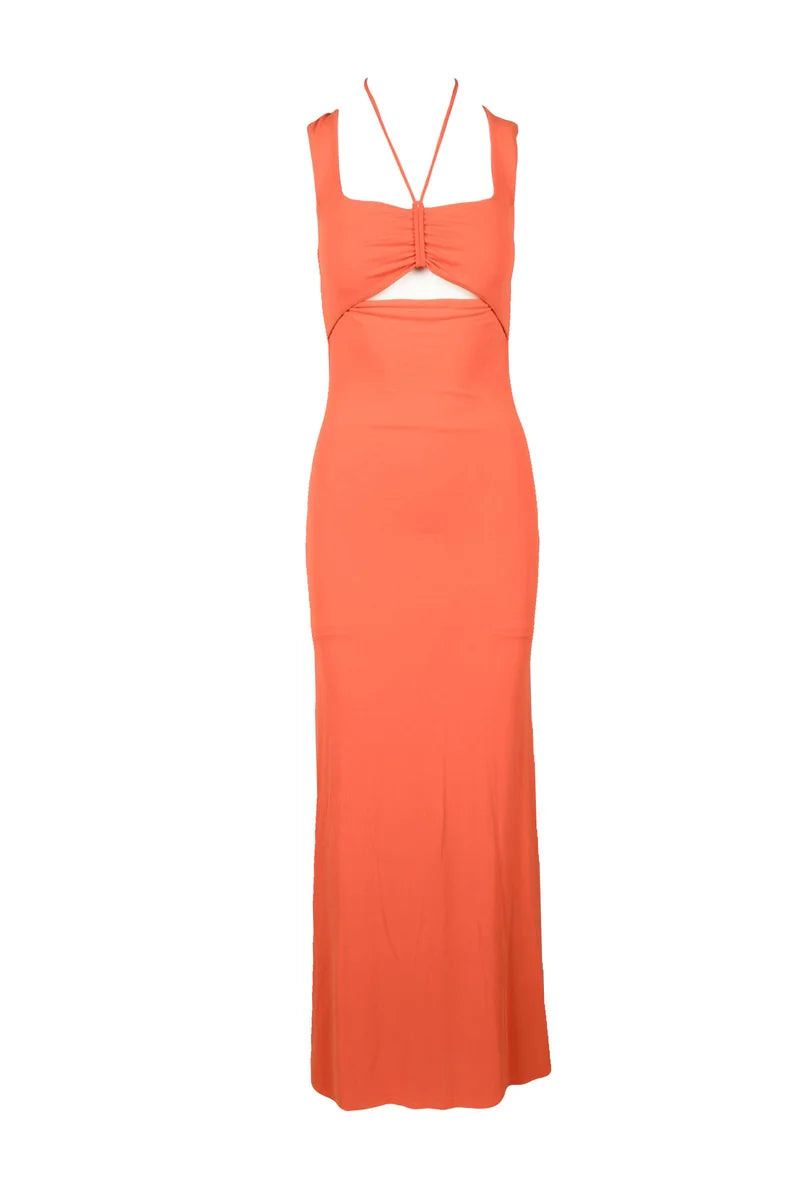 Acetate Stretch Dress - Orange