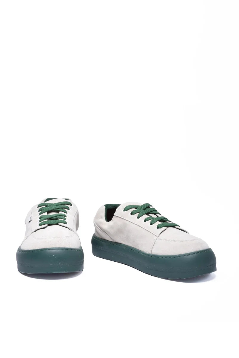 Suede Sneakers - Beige/Green