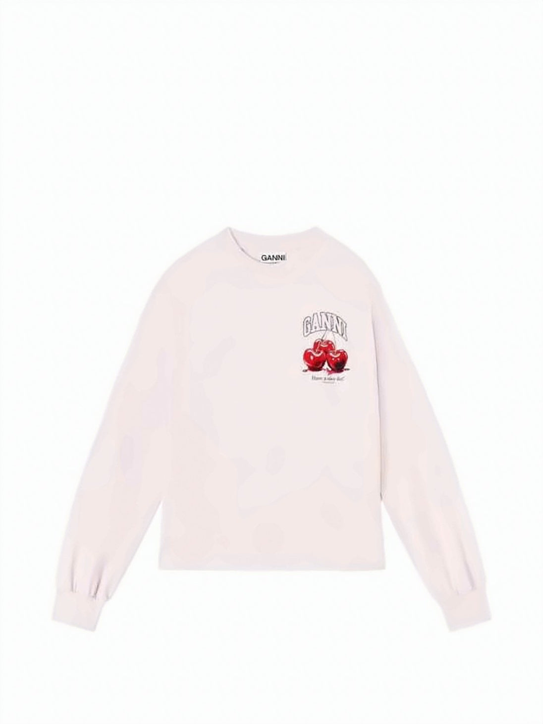 Cropped Long-Sleeve Organic Cotton Tee with Cherry Graphic