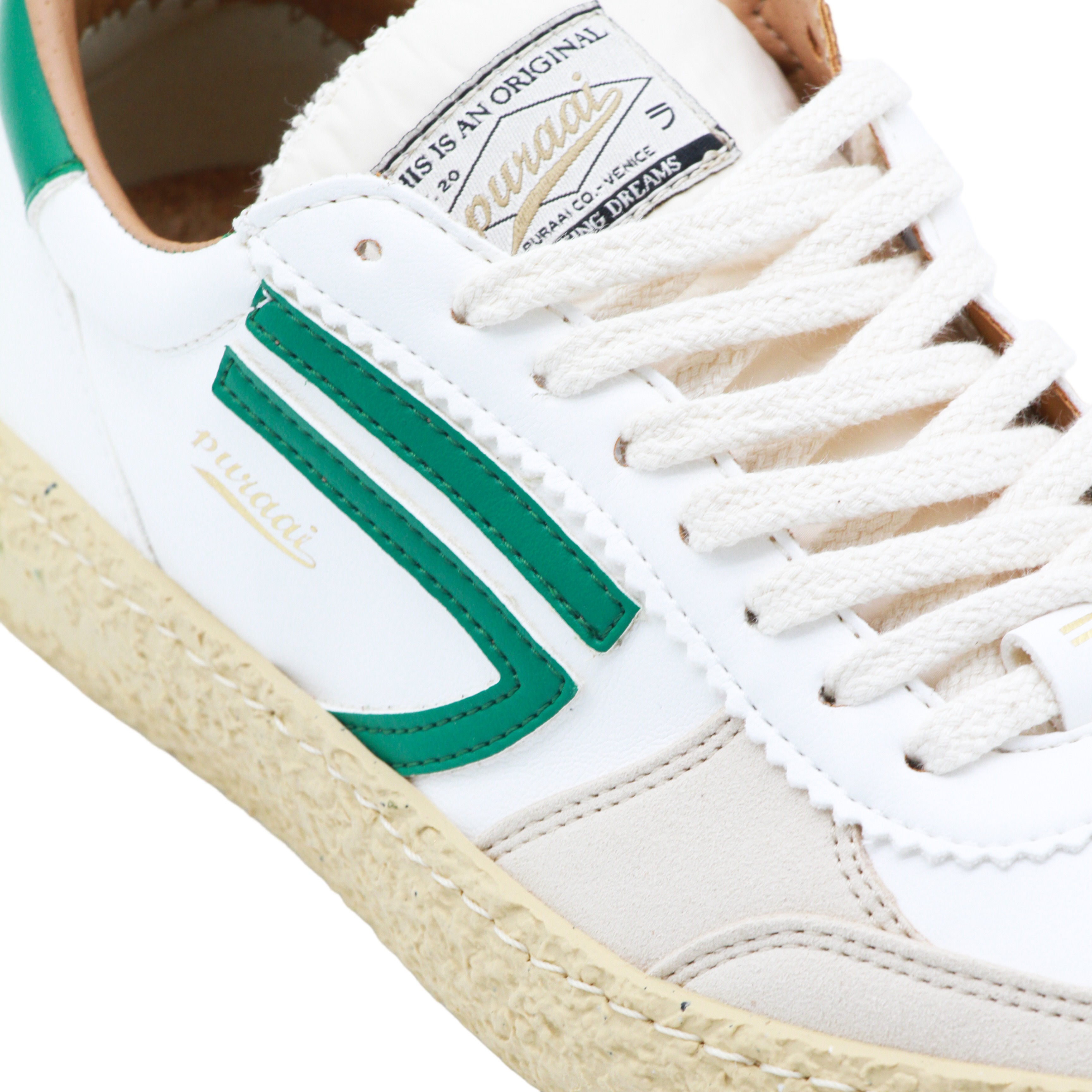 White Sneakers with Green Accents