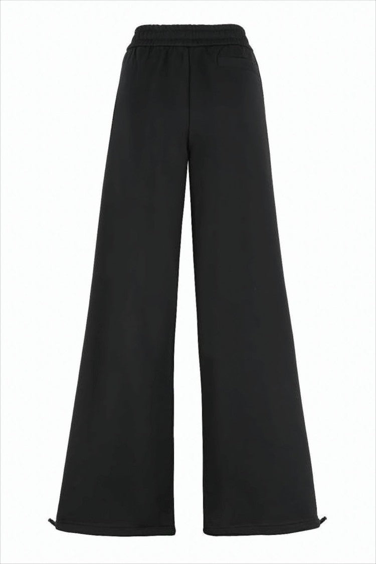 Wide-Leg Jogger Pants with Adjustable Hem and Embroidered Branding