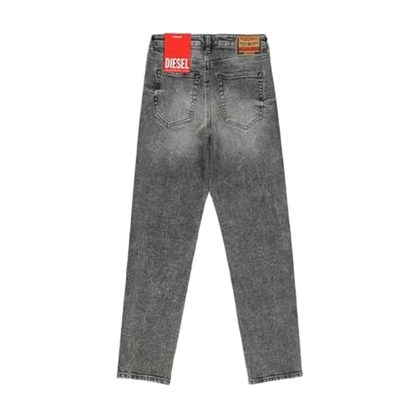 Mid-Rise Grey Wash Straight-Leg Denim Pants