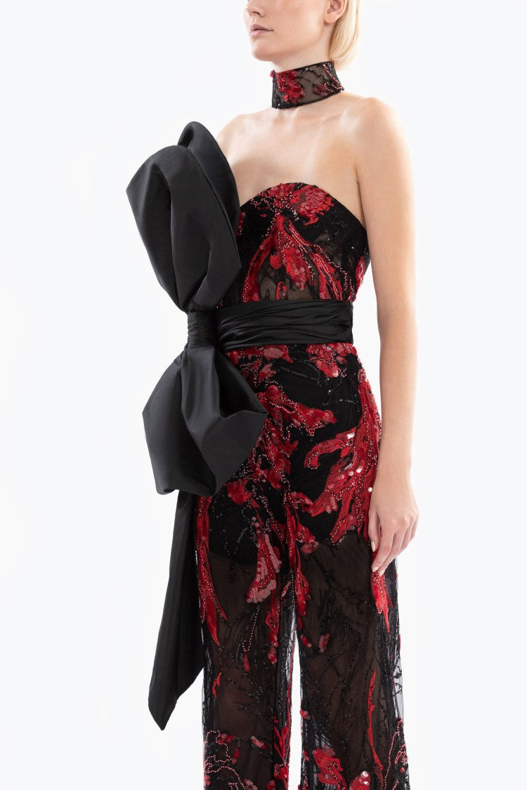 Embroidered Strapless Jumpsuit