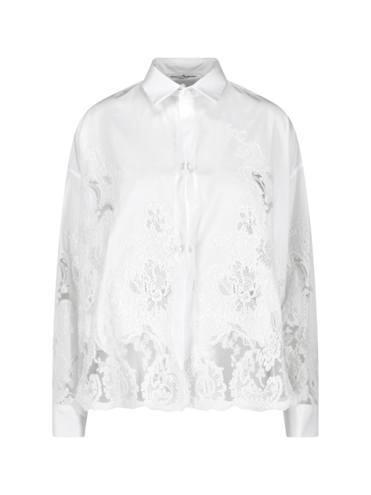 White Intricate Lace Detail Cotton Blouse