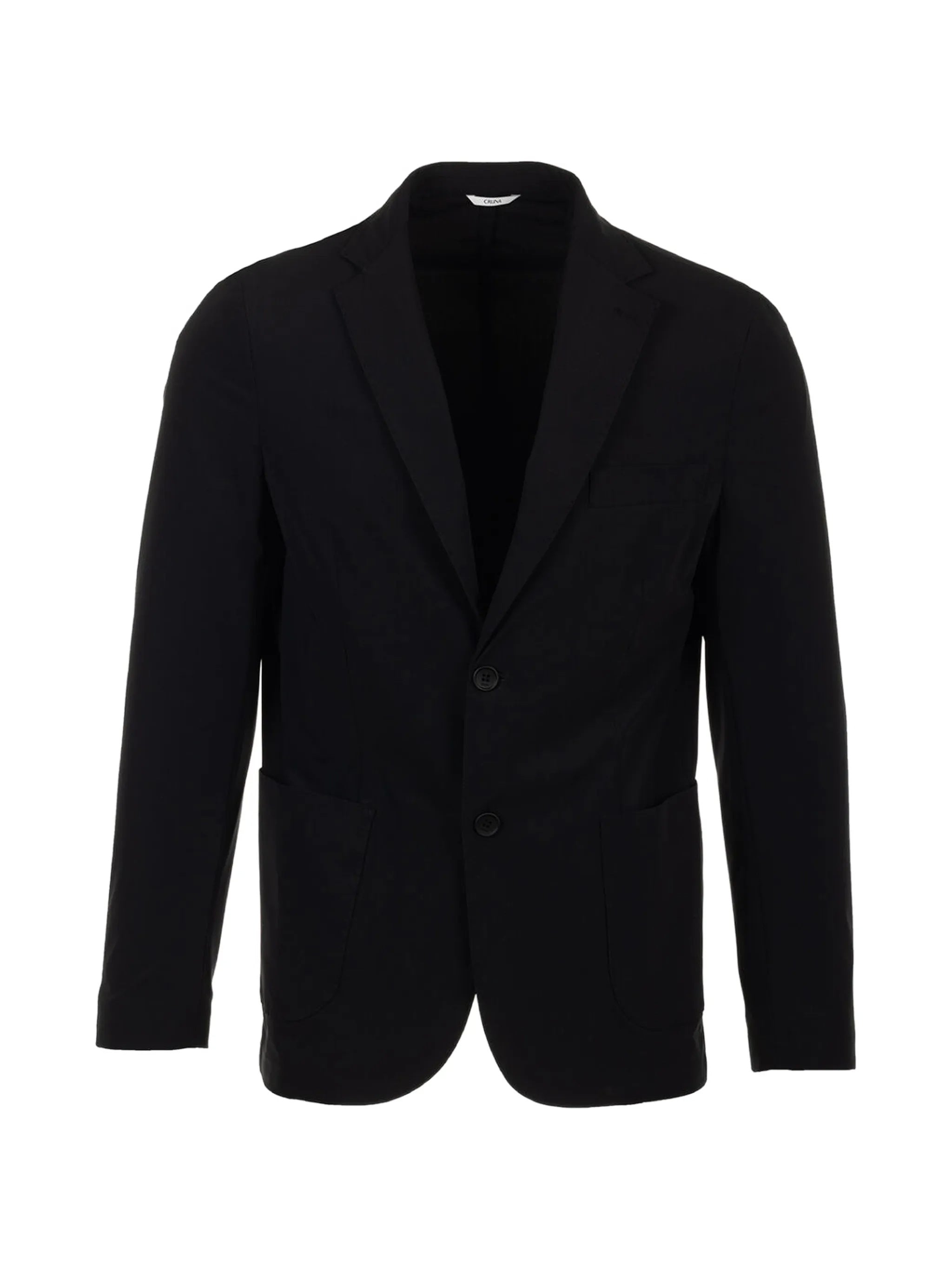 Tailored Black Notch Lapel Two-Button Blazer