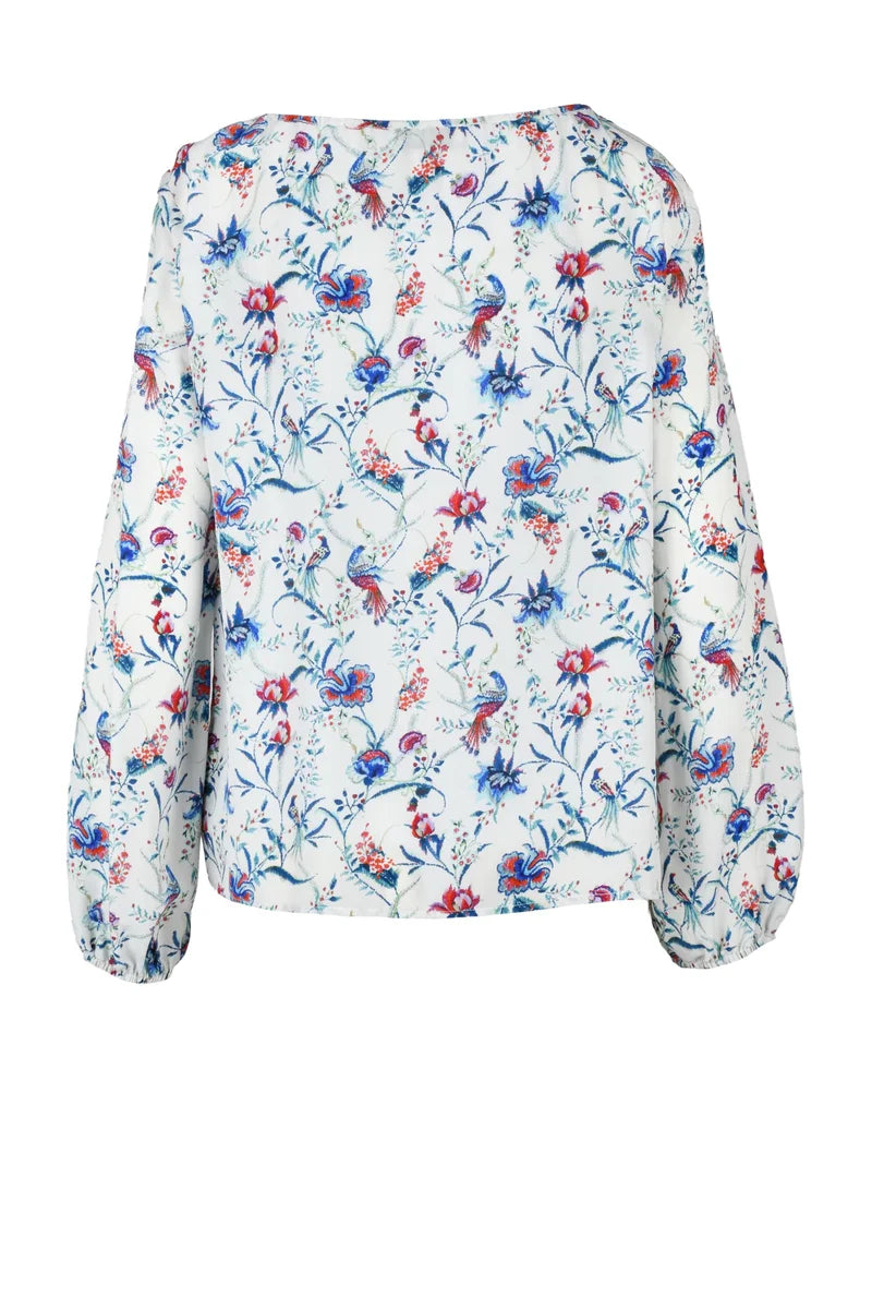 Silk and Viscose Blouse - White/Blue