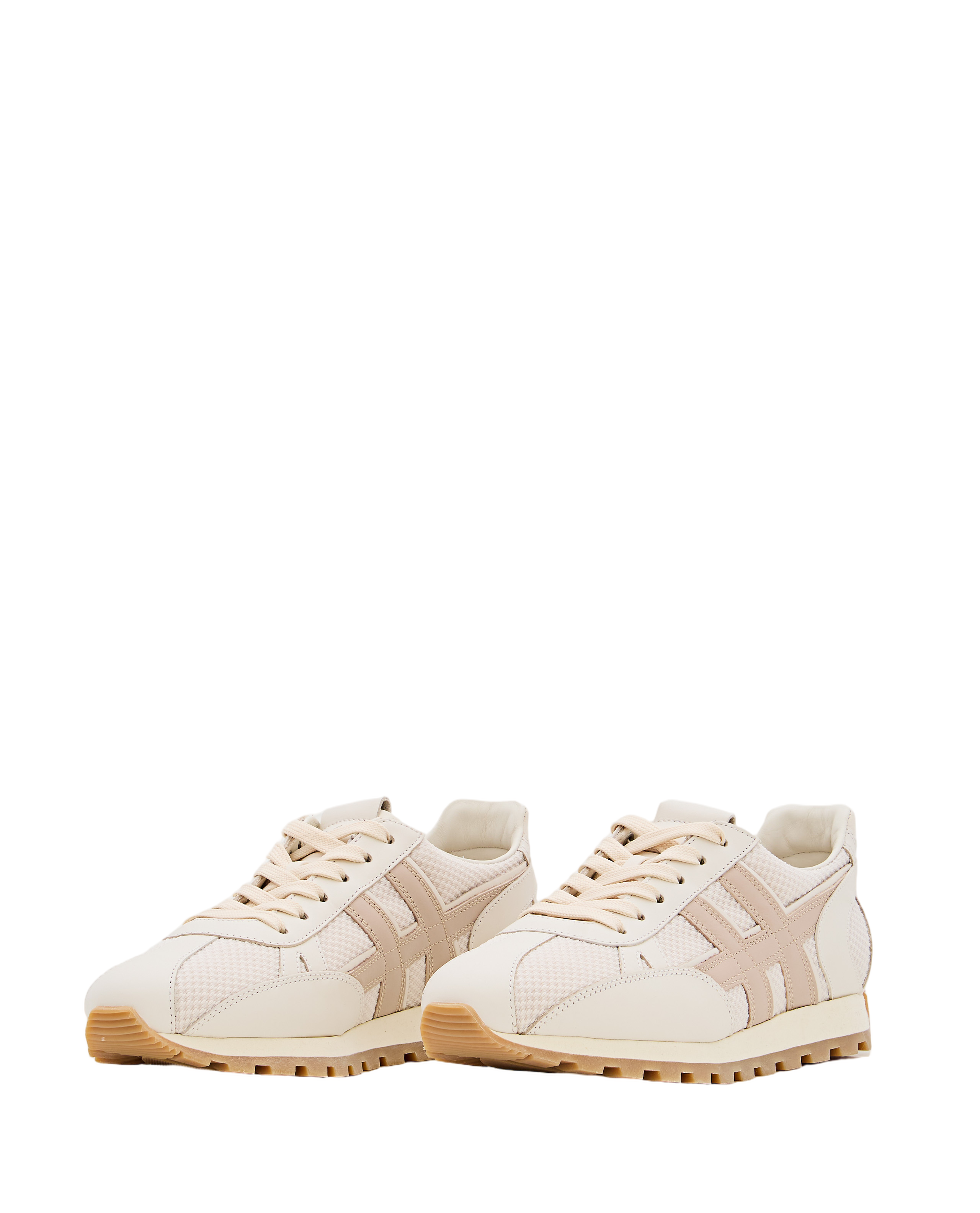 Textured White Sneakers With Elevated Sole