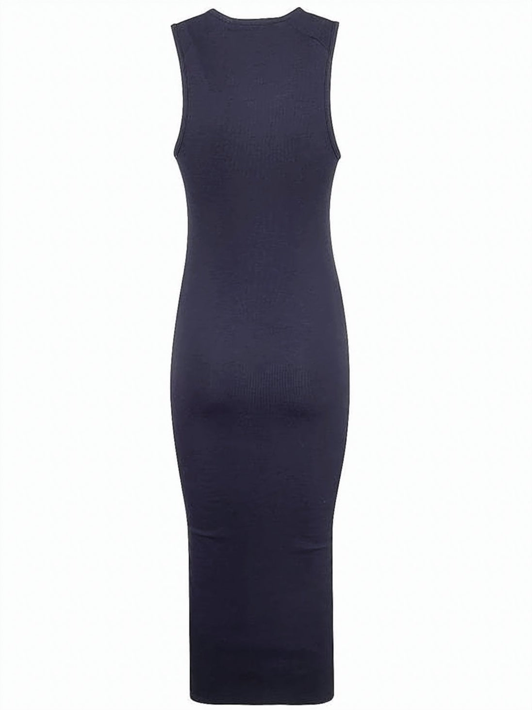 Ribbed Midi Dress with Scoop Neckline and Form-Fitting Design