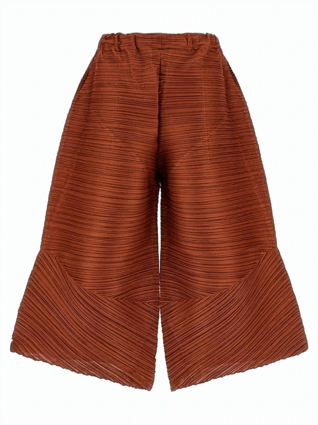 Distinctive Pleated Brown Wide-Leg Pants